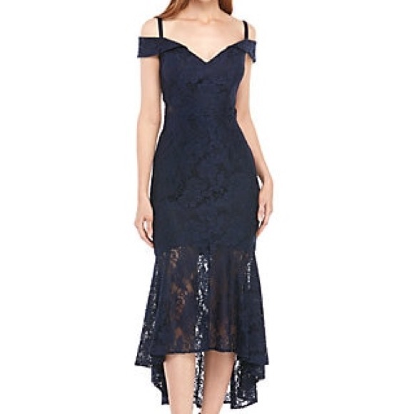 Xscape Dresses & Skirts - Navy Blue Lace Sweetheart Formal Dress